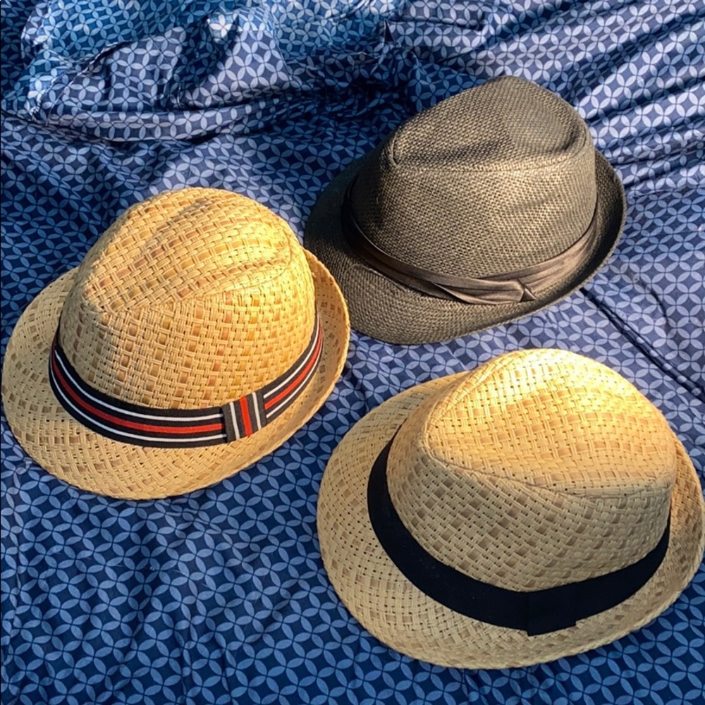 3 Fedoras- tan- Havana style, tan and black, black